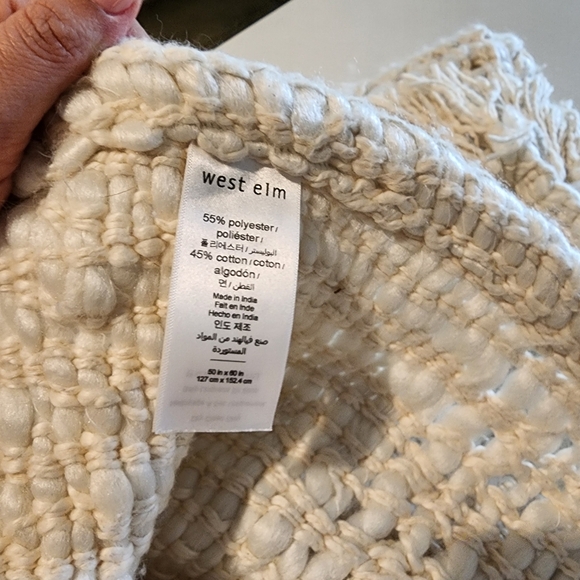 West Elm Cozy Cream Woven Throw Blanket - Picture 4 of 5